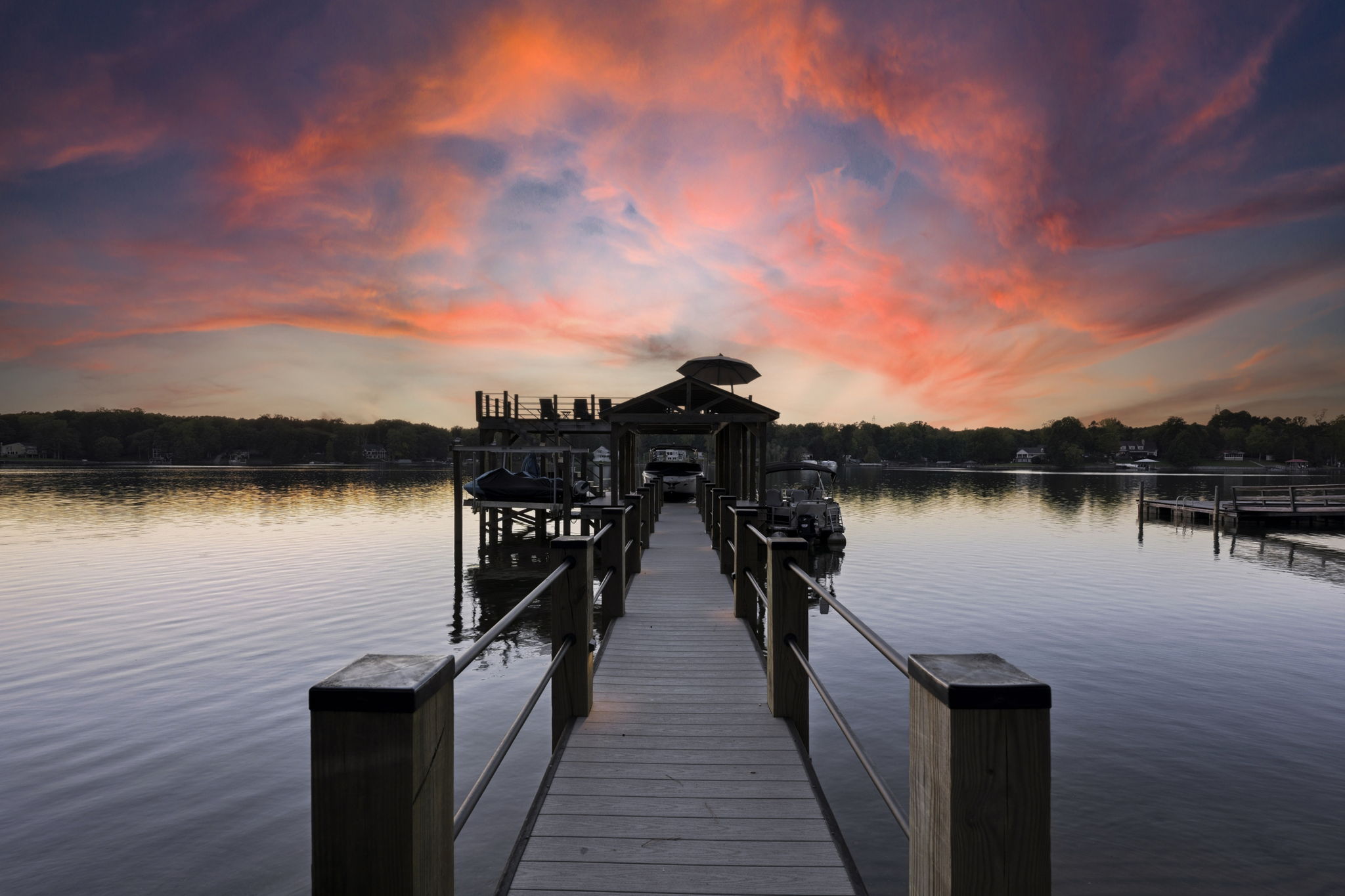 Long dock walk at sunset