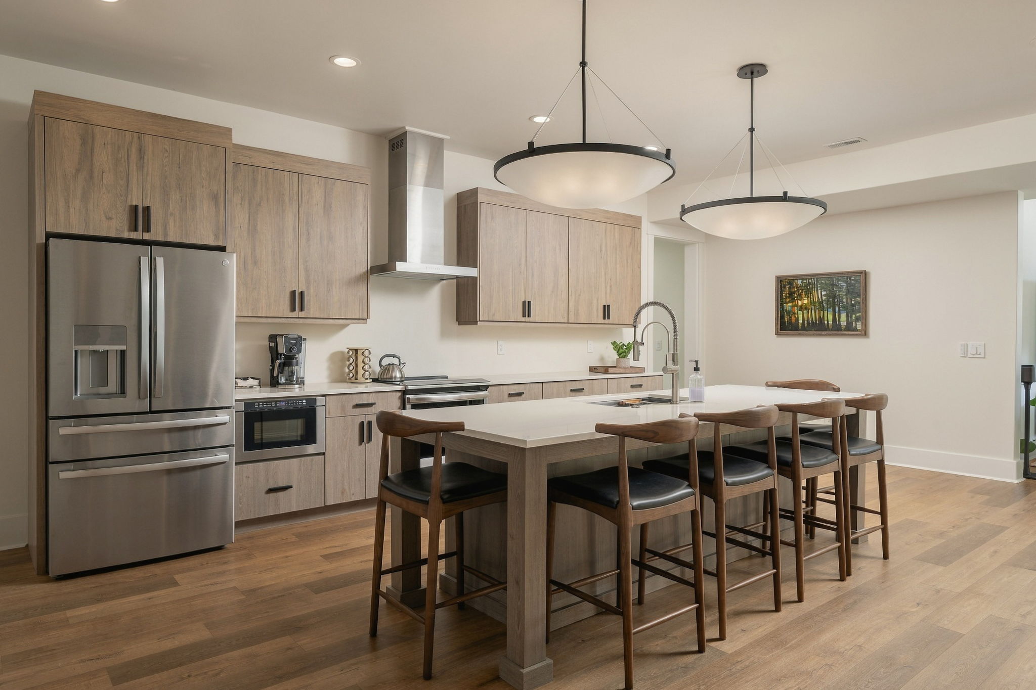 Kitchen and island