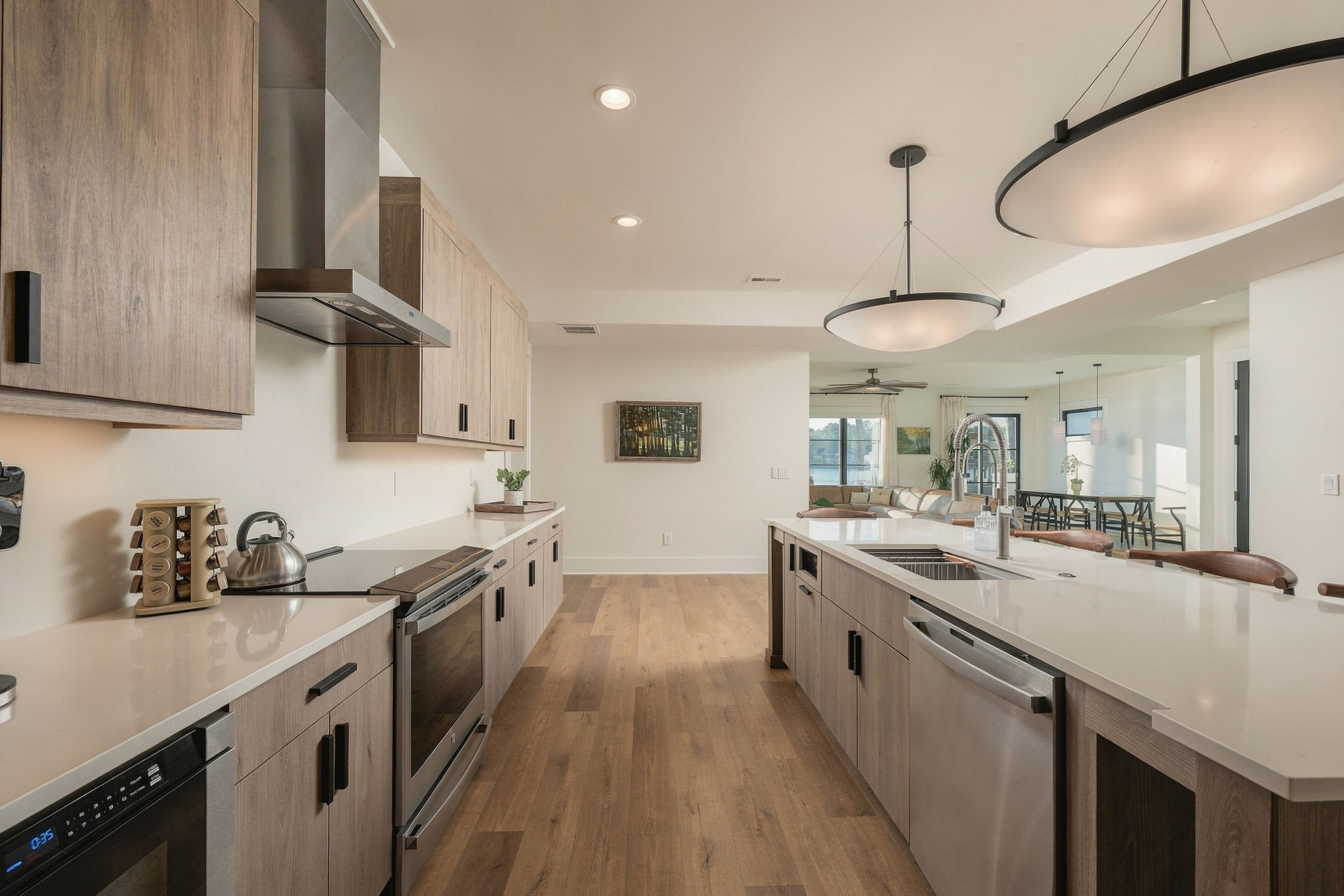 Kitchen toward the living room, guest suite