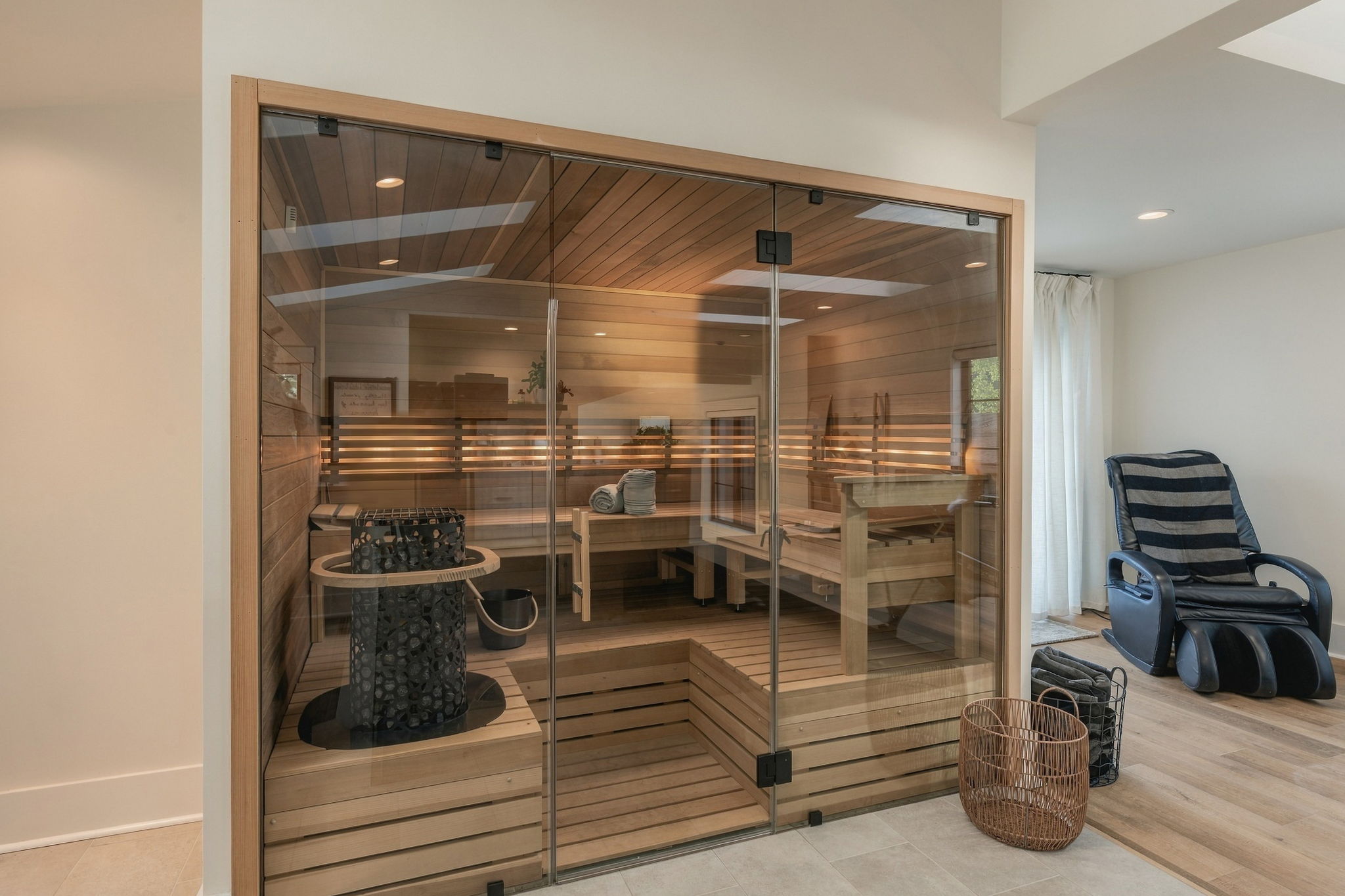 Upper level sauna