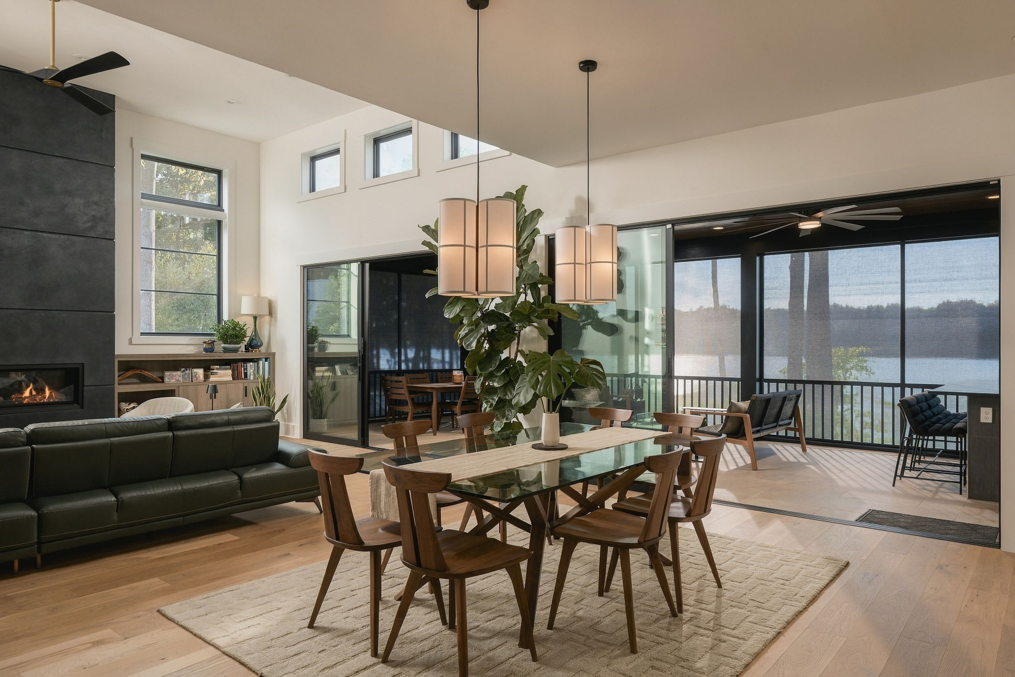 Screened living room extension, open