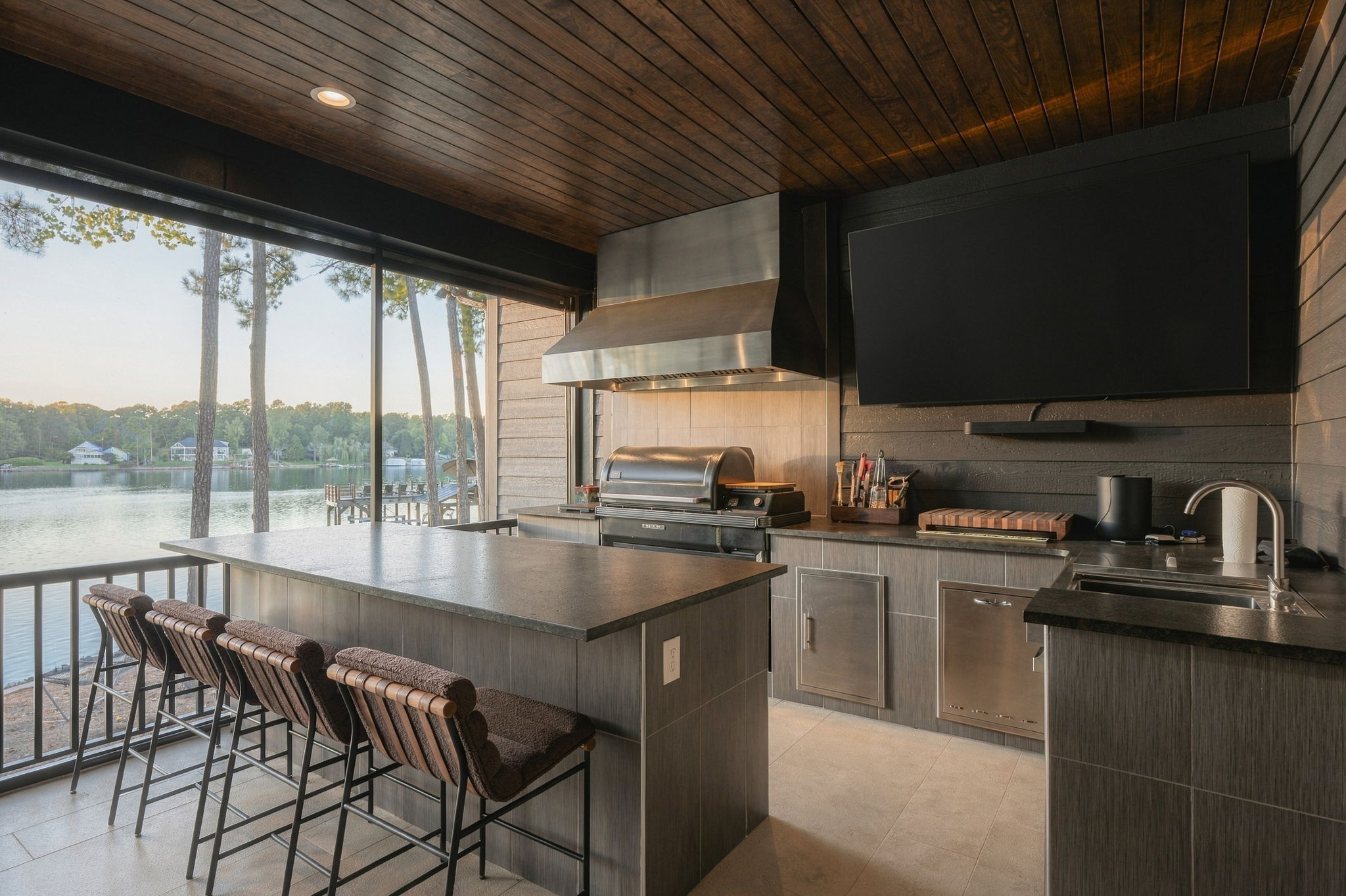 Outdoor kitchen on the screened porch